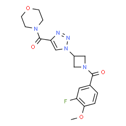 ChemSpider 2D Image | {1-[1-(3-Fluoro-4-methoxybenzoyl)-3-azetidinyl]-1H-1,2,3-triazol-4-yl}(4-morpholinyl)methanone | C18H20FN5O4