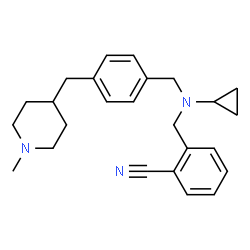 ChemSpider 2D Image | 2-[(Cyclopropyl{4-[(1-methyl-4-piperidinyl)methyl]benzyl}amino)methyl]benzonitrile | C25H31N3