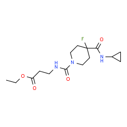 ChemSpider 2D Image | Ethyl N-{[4-(cyclopropylcarbamoyl)-4-fluoro-1-piperidinyl]carbonyl}-beta-alaninate | C15H24FN3O4