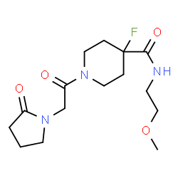 ChemSpider 2D Image | 4-Fluoro-N-(2-methoxyethyl)-1-[(2-oxo-1-pyrrolidinyl)acetyl]-4-piperidinecarboxamide | C15H24FN3O4