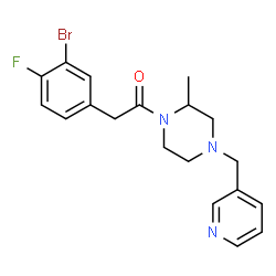 ChemSpider 2D Image | 2-(3-Bromo-4-fluorophenyl)-1-[2-methyl-4-(3-pyridinylmethyl)-1-piperazinyl]ethanone | C19H21BrFN3O