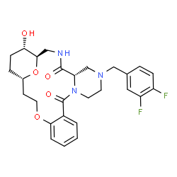 ChemSpider 2D Image | (1R,5S,21S,24S)-7-(3,4-Difluorobenzyl)-24-hydroxy-18,25-dioxa-3,7,10-triazatetracyclo[19.3.1.0~5,10~.0~12,17~]pentacosa-12,14,16-triene-4,11-dione | C27H31F2N3O5