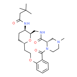 ChemSpider 2D Image | 3,3-Dimethyl-N-[(1R,5S,21S,24R)-7-methyl-4,11-dioxo-18,25-dioxa-3,7,10-triazatetracyclo[19.3.1.0~5,10~.0~12,17~]pentacosa-12,14,16-trien-24-yl]butanamide | C27H40N4O5