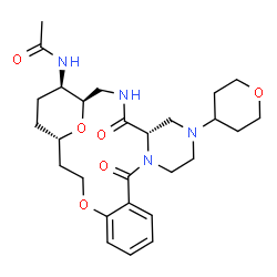 ChemSpider 2D Image | N-[(1R,5S,21S,24R)-4,11-Dioxo-7-(tetrahydro-2H-pyran-4-yl)-18,25-dioxa-3,7,10-triazatetracyclo[19.3.1.0~5,10~.0~12,17~]pentacosa-12,14,16-trien-24-yl]acetamide | C27H38N4O6
