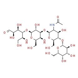 ChemSpider 2D Image | beta-L-Galactopyranosyl-(1->4)-(2xi)-2-acetamido-2-deoxy-beta-D-arabino-hexopyranosyl-(1->3)-beta-D-galactopyranosyl-(1->4)-L-idose | C26H45NO21