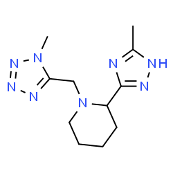 ChemSpider 2D Image | 1-[(1-Methyl-1H-tetrazol-5-yl)methyl]-2-(5-methyl-1H-1,2,4-triazol-3-yl)piperidine | C11H18N8