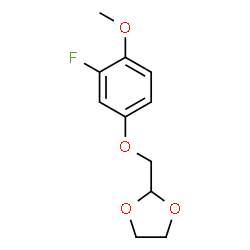 ChemSpider 2D Image | 2-[(3-Fluoro-4-methoxyphenoxy)methyl]-1,3-dioxolane | C11H13FO4