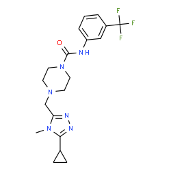 ChemSpider 2D Image | 4-[(5-Cyclopropyl-4-methyl-4H-1,2,4-triazol-3-yl)methyl]-N-[3-(trifluoromethyl)phenyl]-1-piperazinecarboxamide | C19H23F3N6O