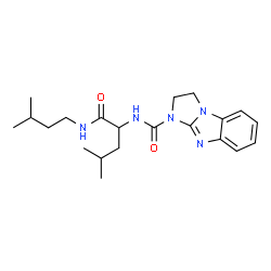 ChemSpider 2D Image | N-{4-Methyl-1-[(3-methylbutyl)amino]-1-oxo-2-pentanyl}-2,3-dihydro-1H-imidazo[1,2-a]benzimidazole-1-carboxamide | C21H31N5O2