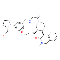 ChemSpider 2D Image | 2-{(14E,16S,17S)-8-[(2S)-2-(Methoxymethyl)-1-pyrrolidinyl]-2-oxo-12-oxa-1,4-diazatricyclo[14.3.1.0~6,11~]icosa-6,8,10,14-tetraen-17-yl}-N-methyl-N-(3-pyridinylmethyl)acetamide | C32H43N5O4
