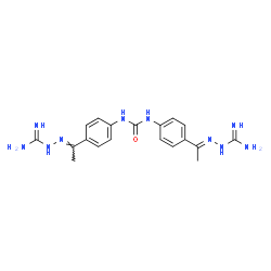 ChemSpider 2D Image | 1,3-bis[4-[N-(diaminomethylideneamino)-C-methylcarbonimidoyl]phenyl]urea | C19H24N10O