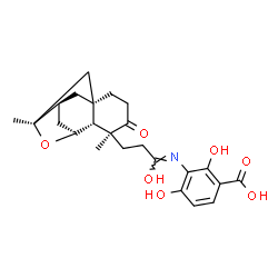 ChemSpider 2D Image | 3-({3-[(1S,4aS,6S,7S,9S,9aR)-1,6-dimethyl-2-oxodecahydro-6,9-epoxy-4a,7-methanobenzo[7]annulen-1-yl]propanoyl}amino)-2,4-dihydroxybenzoic acid | C24H29NO7