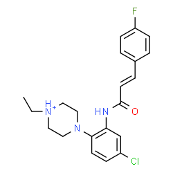 ChemSpider 2D Image | 4-(4-Chloro-2-{[(2E)-3-(4-fluorophenyl)-2-propenoyl]amino}phenyl)-1-ethylpiperazin-1-ium | C21H24ClFN3O