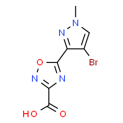 ChemSpider 2D Image | 5-(4-Bromo-1-methyl-1H-pyrazol-3-yl)-1,2,4-oxadiazole-3-carboxylic acid | C7H5BrN4O3