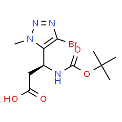ChemSpider 2D Image | (3S)-3-(4-Bromo-1-methyl-1H-1,2,3-triazol-5-yl)-3-({[(2-methyl-2-propanyl)oxy]carbonyl}amino)propanoic acid | C11H17BrN4O4