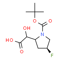 ChemSpider 2D Image | [(4S)-4-Fluoro-1-{[(2-methyl-2-propanyl)oxy]carbonyl}-2-pyrrolidinyl](hydroxy)acetic acid | C11H18FNO5