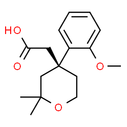 ChemSpider 2D Image | [(4R)-4-(2-Methoxyphenyl)-2,2-dimethyltetrahydro-2H-pyran-4-yl]acetic acid | C16H22O4