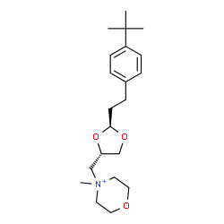 ChemSpider 2D Image | 4-Methyl-4-{[(2S,4S)-2-{2-[4-(2-methyl-2-propanyl)phenyl]ethyl}-1,3-dioxolan-4-yl]methyl}morpholin-4-ium | C21H34NO3