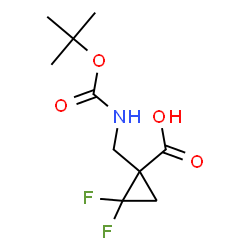 ChemSpider 2D Image | 2,2-Difluoro-1-[({[(2-methyl-2-propanyl)oxy]carbonyl}amino)methyl]cyclopropanecarboxylic acid | C10H15F2NO4