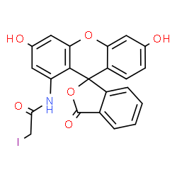 ChemSpider 2D Image | N-(3',6'-Dihydroxy-3-oxo-3H-spiro[2-benzofuran-1,9'-xanthen]-1'-yl)-2-iodoacetamide | C22H14INO6