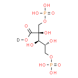 ChemSpider 2D Image | 5-O-Phosphono-2-C-[(phosphonooxy)methyl]-D-(O~1~-~2~H)arabinonic acid | C6H13DO13P2