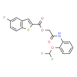 ChemSpider 2D Image | 2-{[2-(Difluoromethoxy)phenyl]amino}-2-oxoethyl 5-fluoro-1-benzothiophene-2-carboxylate | C18H12F3NO4S