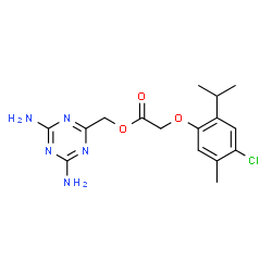 ChemSpider 2D Image | (4,6-Diamino-1,3,5-triazin-2-yl)methyl (4-chloro-2-isopropyl-5-methylphenoxy)acetate | C16H20ClN5O3