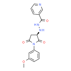 ChemSpider 2D Image | N'-[(3R)-1-(3-Methoxyphenyl)-2,5-dioxo-3-pyrrolidinyl]nicotinohydrazide | C17H16N4O4