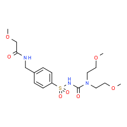 ChemSpider 2D Image | N-(4-{[Bis(2-methoxyethyl)carbamoyl]sulfamoyl}benzyl)-2-methoxyacetamide | C17H27N3O7S