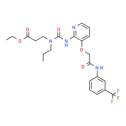 ChemSpider 2D Image | Ethyl N-{[3-(2-oxo-2-{[3-(trifluoromethyl)phenyl]amino}ethoxy)-2-pyridinyl]carbamoyl}-N-propyl-beta-alaninate | C23H27F3N4O5
