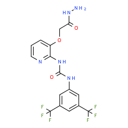 ChemSpider 2D Image | 1-[3,5-Bis(trifluoromethyl)phenyl]-3-[3-(2-hydrazino-2-oxoethoxy)-2-pyridinyl]urea | C16H13F6N5O3