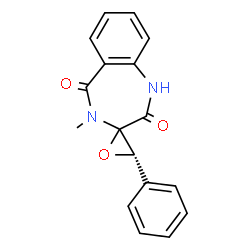 ChemSpider 2D Image | (3'S)-4-Methyl-3'-phenylspiro[1,4-benzodiazepine-3,2'-oxirane]-2,5(1H,4H)-dione | C17H14N2O3