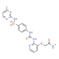 ChemSpider 2D Image | N-Methyl-2-({2-[({4-[(4-methyl-2-pyrimidinyl)sulfamoyl]phenyl}carbamoyl)amino]-3-pyridinyl}oxy)acetamide | C20H21N7O5S