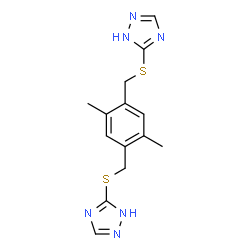 ChemSpider 2D Image | 4H-1,2,4-Triazole, 3,3'-[(2,5-dimethyl-1,4-phenylene)bis(methylenethio)]bis- | C14H16N6S2