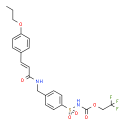 ChemSpider 2D Image | 2,2,2-Trifluoroethyl {[4-({[(2E)-3-(4-propoxyphenyl)-2-propenoyl]amino}methyl)phenyl]sulfonyl}carbamate | C22H23F3N2O6S