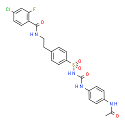 ChemSpider 2D Image | N-[2-(4-{[(4-Acetamidophenyl)carbamoyl]sulfamoyl}phenyl)ethyl]-4-chloro-2-fluorobenzamide | C24H22ClFN4O5S