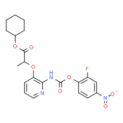 ChemSpider 2D Image | Cyclohexyl 2-[(2-{[(2-fluoro-4-nitrophenoxy)carbonyl]amino}-3-pyridinyl)oxy]propanoate | C21H22FN3O7