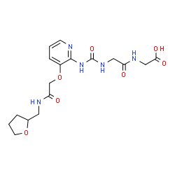ChemSpider 2D Image | N-[(3-{2-Oxo-2-[(tetrahydro-2-furanylmethyl)amino]ethoxy}-2-pyridinyl)carbamoyl]glycylglycine | C17H23N5O7
