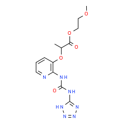 ChemSpider 2D Image | 2-Methoxyethyl 2-({2-[(1H-tetrazol-5-ylcarbamoyl)amino]-3-pyridinyl}oxy)propanoate | C13H17N7O5