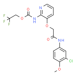 ChemSpider 2D Image | 2,2,2-Trifluoroethyl (3-{2-[(3-chloro-4-methoxyphenyl)amino]-2-oxoethoxy}-2-pyridinyl)carbamate | C17H15ClF3N3O5