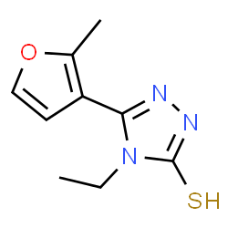 ChemSpider 2D Image | 4-ethyl-5-(2-methylfuran-3-yl)-4H-1,2,4-triazole-3-thiol | C9H11N3OS