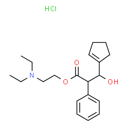 ChemSpider 2D Image | 2-(Diethylamino)ethyl 3-(1-cyclopenten-1-yl)-3-hydroxy-2-phenylpropanoate hydrochloride (1:1) | C20H30ClNO3