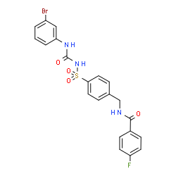 ChemSpider 2D Image | N-(4-{[(3-Bromophenyl)carbamoyl]sulfamoyl}benzyl)-4-fluorobenzamide | C21H17BrFN3O4S