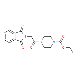 ChemSpider 2D Image | Ethyl 4-[(1,3-dioxo-1,3-dihydro-2H-isoindol-2-yl)acetyl]-1-piperazinecarboxylate | C17H19N3O5