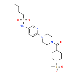 ChemSpider 2D Image | N-[6-(4-{[1-(Methylsulfonyl)-4-piperidinyl]carbonyl}-1-piperazinyl)-3-pyridinyl]-1-butanesulfonamide | C20H33N5O5S2