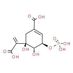 ChemSpider 2D Image | (3R,4S,5R)-5-(1-Carboxyvinyl)-4,5-dihydroxy-3-(phosphonooxy)-1-cyclohexene-1-carboxylic acid | C10H13O10P