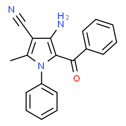 ChemSpider 2D Image | 4-Amino-5-benzoyl-2-methyl-1-phenyl-1H-pyrrole-3-carbonitrile | C19H15N3O