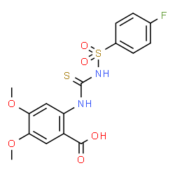 ChemSpider 2D Image | 2-({[(4-Fluorophenyl)sulfonyl]carbamothioyl}amino)-4,5-dimethoxybenzoic acid | C16H15FN2O6S2