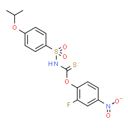 ChemSpider 2D Image | O-(2-Fluoro-4-nitrophenyl) [(4-isopropoxyphenyl)sulfonyl]carbamothioate | C16H15FN2O6S2