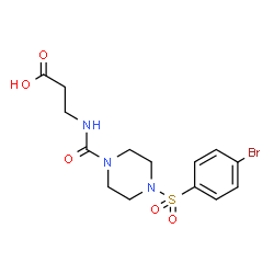 ChemSpider 2D Image | N-({4-[(4-Bromophenyl)sulfonyl]-1-piperazinyl}carbonyl)-beta-alanine | C14H18BrN3O5S